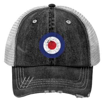 Discover Distressed Target Bullseye British RAF Roundel Trucker Hats