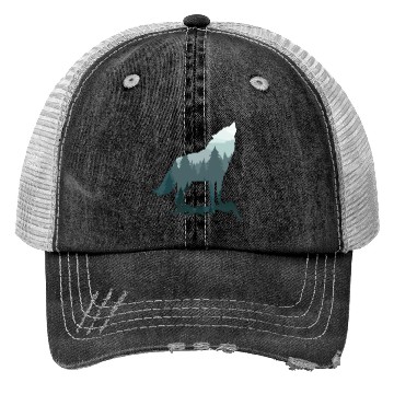 Discover Lone Wolf Survives The Mountain Silhouette Art Trucker Hats
