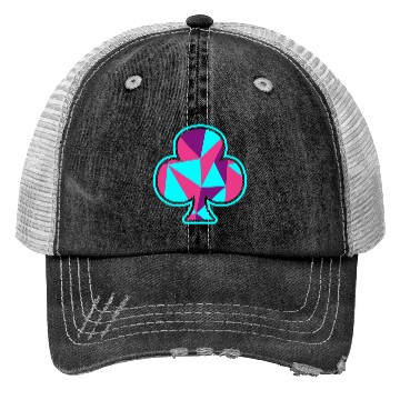 Discover Playing card clover gift game player poker neon Trucker Hats