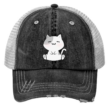 Discover Relaxed White Cat Cartoon Trucker Hats