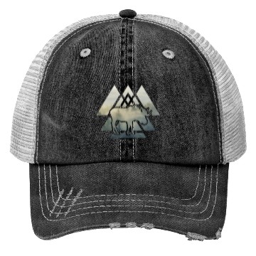 Discover Elk Moose Silhouette Mountain Forest Trucker Hats