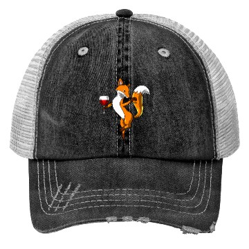 Discover Cute Fox Wine Drinking Lover Party Trucker Hats