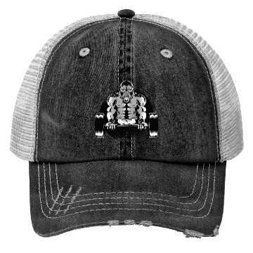 Discover Gorilla Dumbell Trucker Hats