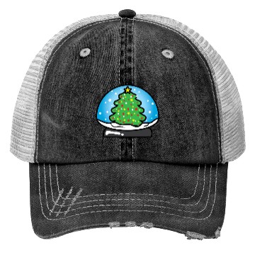 Discover Snow ball with Christmas Tree Trucker Hats