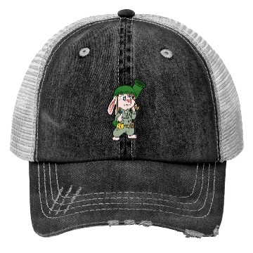 Discover CUTE BUNNY WITH BAZOOKA Soldier Pacifist Private Trucker Hats