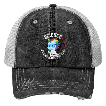 Discover Funny Science Is Like Magic But Real Unicorn Gift Trucker Hats