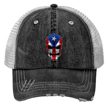 Discover Puerto Rican Skull - Puerto Rico Pride Flag Trucker Hats