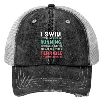 Discover Swimming, Swim, Funny, Swimmer Trucker Hats