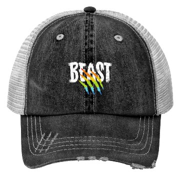 Discover LGBT Rainbow Flag Beast Trucker Hats