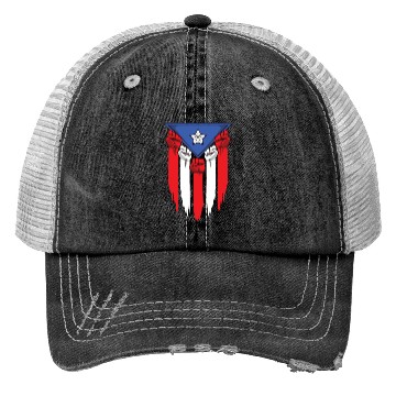 Discover Puerto Rico Flag - Boricua Raised Fists Trucker Hats