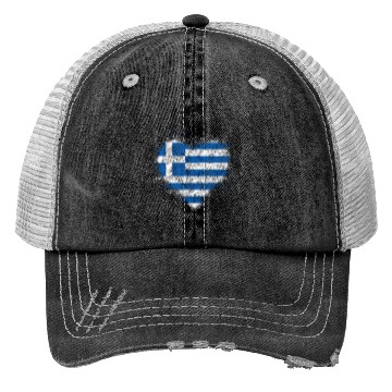 Discover Heart Greek Flag Trucker Hats