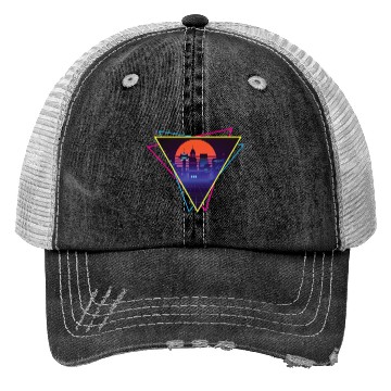 Discover future city synthwave Trucker Hats