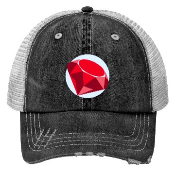 Discover Elegant Ruby Geometric Pattern Trucker Hats