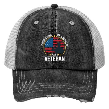 Discover Proud Son of a War II Veteran for Military Family Trucker Hats
