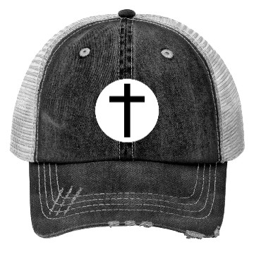 Discover Cross Inside a White Circle Trucker Hats