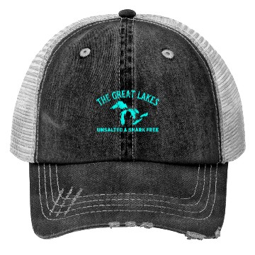 Discover The Great Lakes Unsalted & Shark Free Michigan Gif Trucker Hats