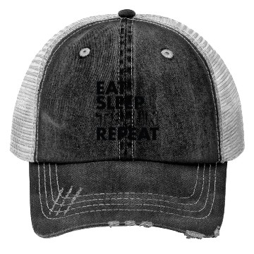 Discover eat sleep train repeat Trucker Hats