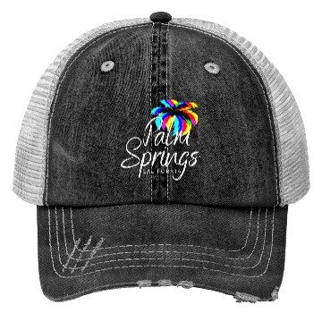 Discover Palm Springs Neon Tree (White) Trucker Hats