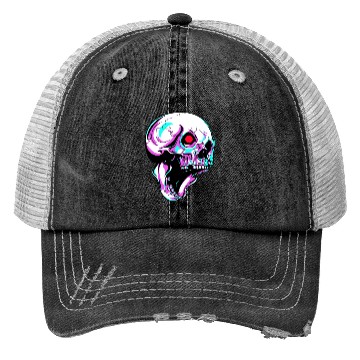 Discover Skull Robot With Red Blinking Eye Cyborg Trucker Hats