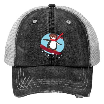 Discover Snowboarding Penguin Trucker Hats