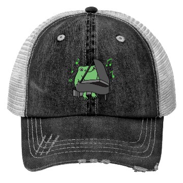 Discover Frog Playing Piano For Piano Player Trucker Hats