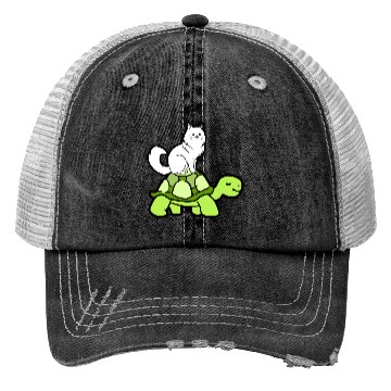 Discover Cat Riding Turtle for Turtle Theme Fan Trucker Hats