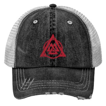 Discover norse valknut triangle circle red distressed Trucker Hats