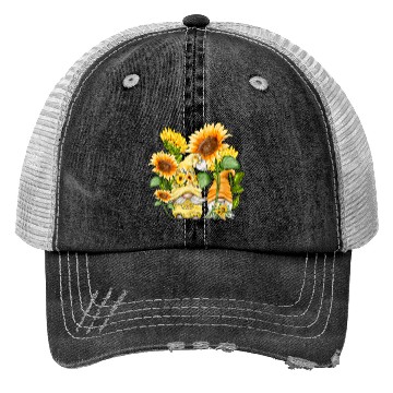 Discover Unique Sunflower Gnome For Hippies And Spring Trucker Hats