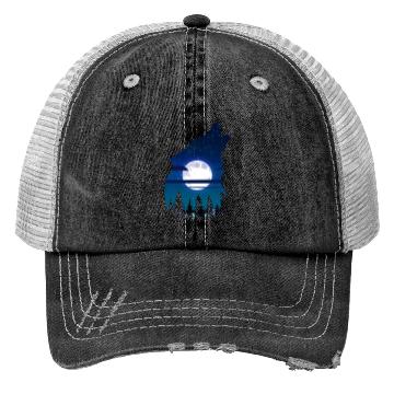 Discover Howling wolf full moon forest howling wild Trucker Hats