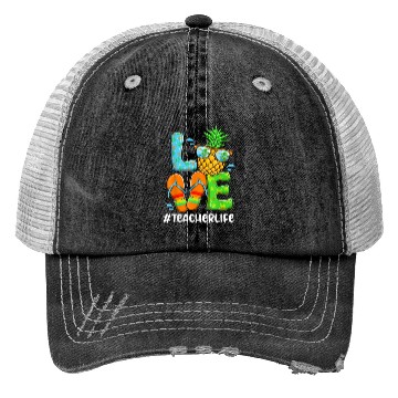 Discover Summer Love Teacher life Love Pineapple Trucker Hats