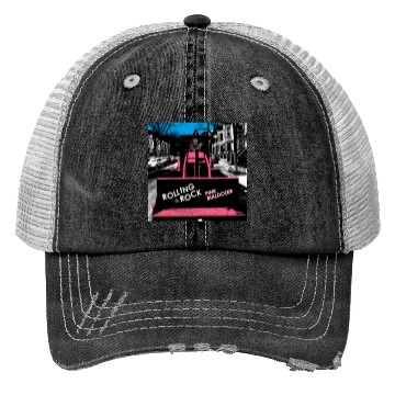 Discover Pink Bulldozer / Rolling Rock Trucker Hats