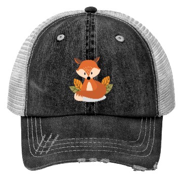 Discover Cute Fox Wine Drinking Lover Party Trucker Hats