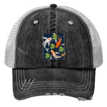 Discover Koi Fish Lover Asian Japanese Carp Water Pond Anim Trucker Hats