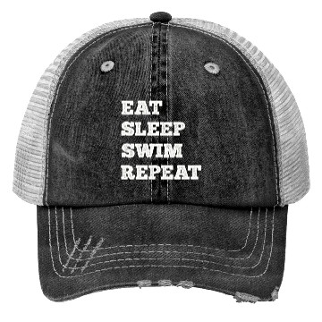 Discover Eat Sleep Swim Repeat Trucker Hats