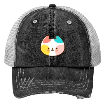 Discover Kawaii Cat Head Multicolored Trucker Hats