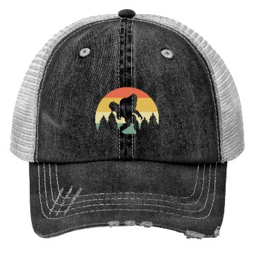 Discover Retro Silhouette Sasquatch Bigfoot Skateboard Trucker Hats