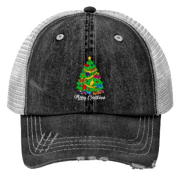 Discover Merry Christmas Tree Love Reading Books Librarian Trucker Hats
