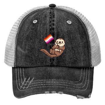 Discover Lesbian Sea Otter With Orange Pink Lesbian Trucker Hats