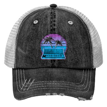 Discover Analog Synthesizer Synthwave Vintage Retrowave Trucker Hats
