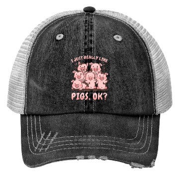 Discover Pig Pigs Pig Lover Rancher Trucker Hats