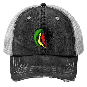 Discover Rastafari Lion with Reggae Flag Colors, Green Red Trucker Hats
