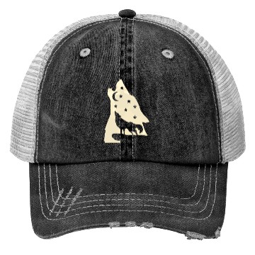 Discover Wolf silhouette howling wolf moonlight Trucker Hats