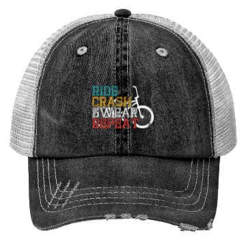 Discover Ride crash swear repeat Trucker Hats