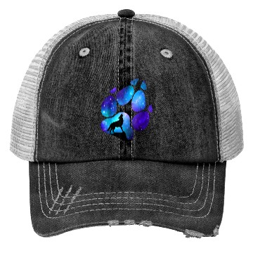 Discover Wolf Paw Galaxy Wild Lone Wolves Double Exposure Trucker Hats