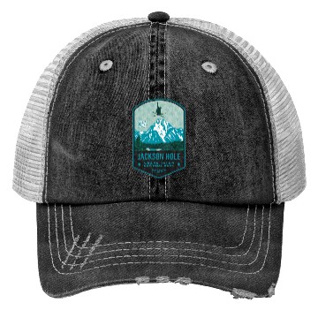 Discover Jackson Hole Ski Badge Trucker Hats