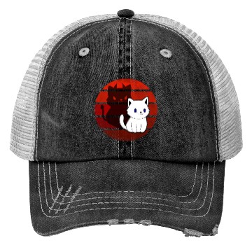 Discover White Comic Cat With Devils With Trucker Hats