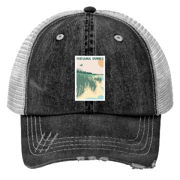 Discover Grass Sunset Indiana Dunes Poster Trucker Hats