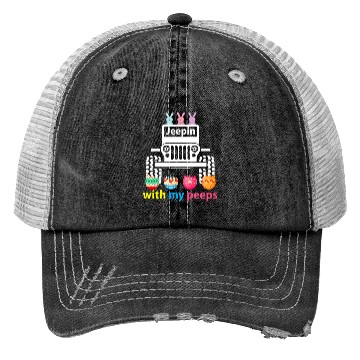Discover Jeepin With My Peeps Rabbit Riding Jeep Gift Trucker Hats