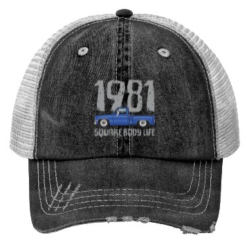 Discover 1981 Square Body Life Bright Blue Trucker Hats