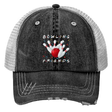 Discover Bowling Friends Playing Bowling Together Uniform Trucker Hats